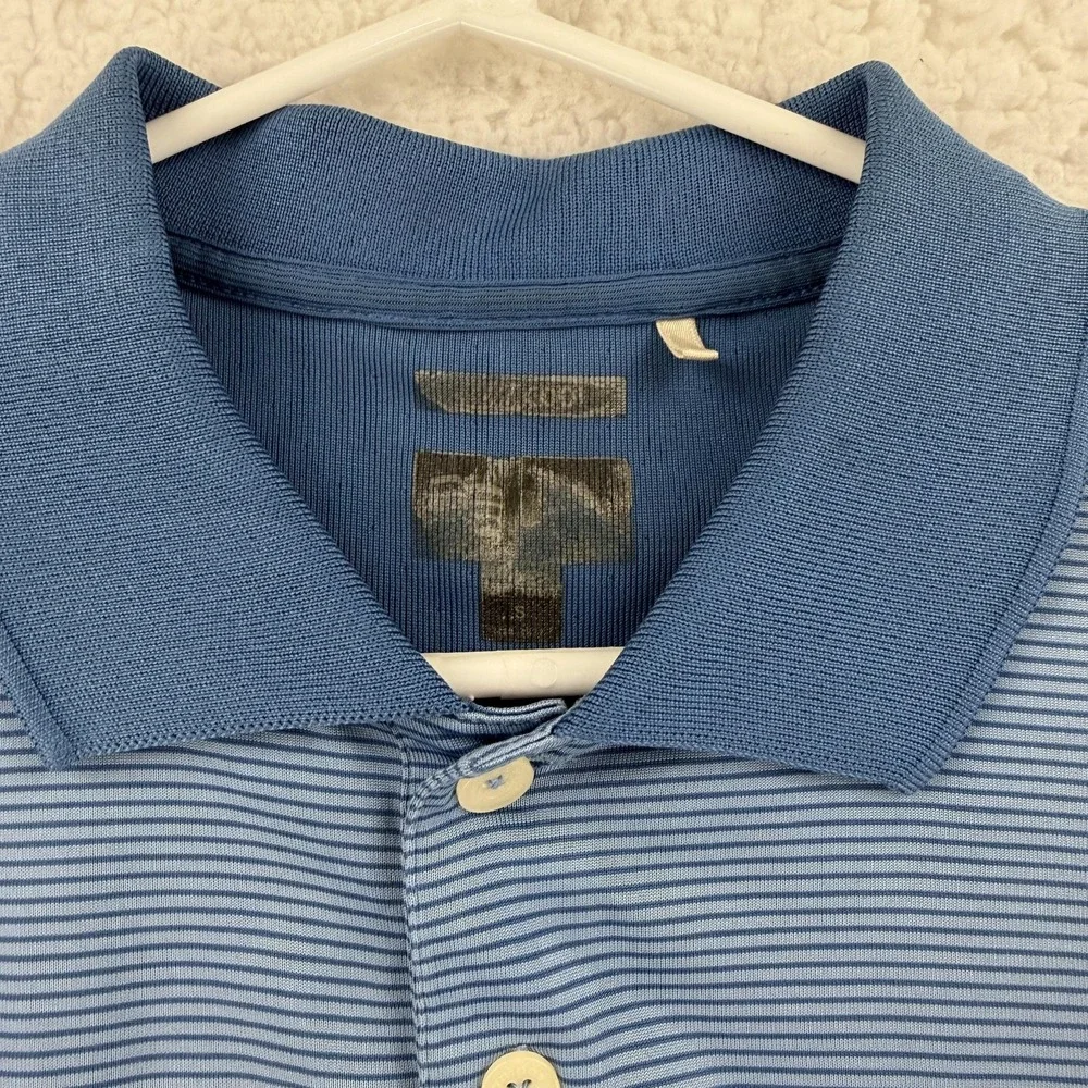 Adidas Polo Shirt Mens Small Blue‎ Stripe Golf Performance Athletic Clima Cool